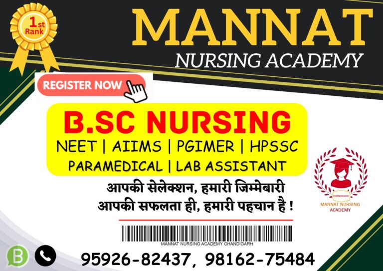 Mannat Nursing Academy: BSc Nursing Entrance Exam